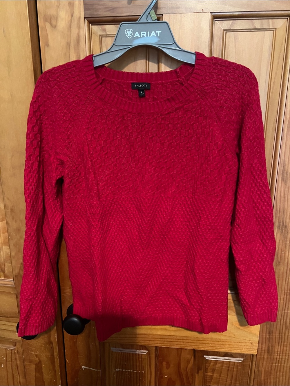 Talbots Red Cable-Knit Crewneck Sweater